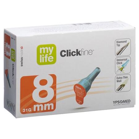 mylife Clickfine Kalem iğneleri 8mm 31G 100 adet