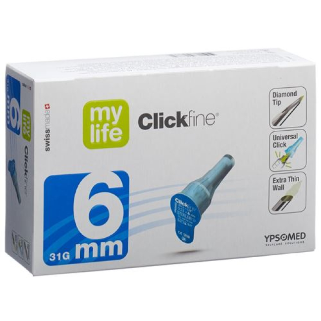 mylife Clickfine Pen nåler 6mm 31G 100 stk
