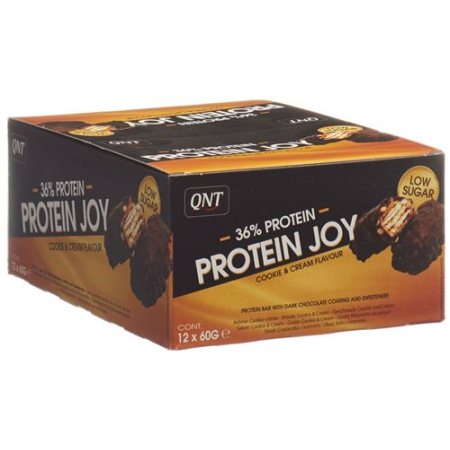 QNT 36% Protein Joy Bar Low Sugar Cookie&Cream 12 x 60g