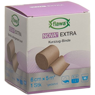 Flawa Nova Ekstra kort stretchbandasje 6cmx5m brun