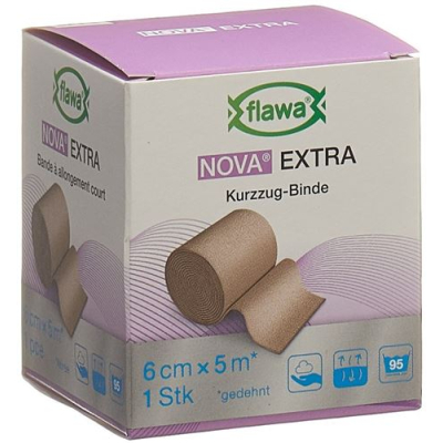 Flawa nova תחבושת מתיחה קצרה במיוחד 6cmx5m שזוף