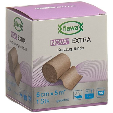 Flawa Nova Ekstra kort strækbandage 6cmx5m tan