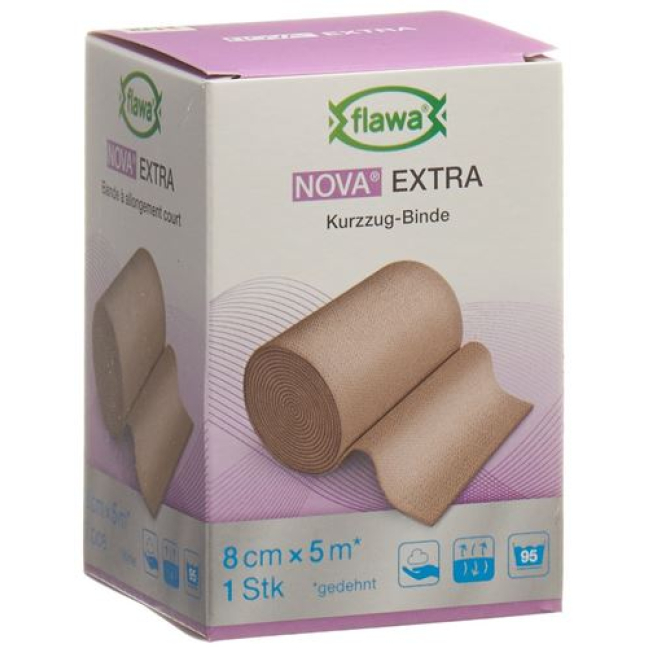 Flawa Nova Extra qisqa cho'ziladigan bandaj 8cmx5m sarg'ish