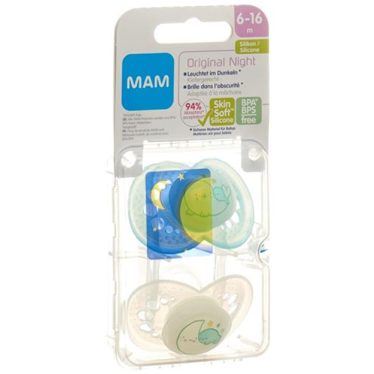 MAM Night soother silicone 6-16 ខែ unisex 2 ភី