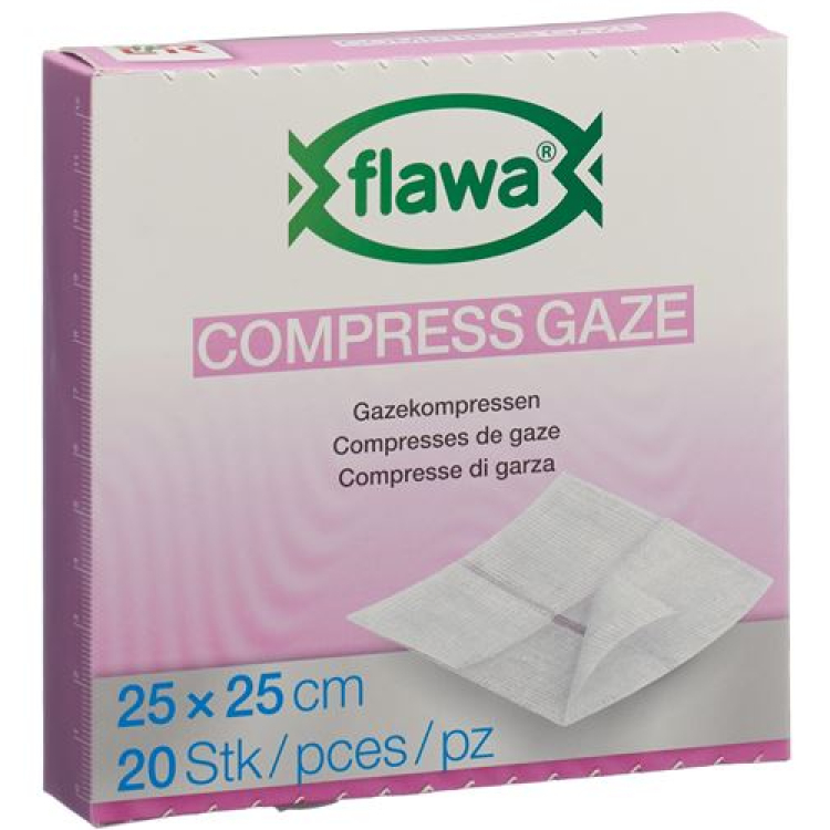 Flawa gauze pads cut 25x25cm germ-reducing treatment 20 pieces