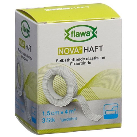 Flawa Nova adhesive cohesive gauze bandage 1.5cmx4m 3 pcs