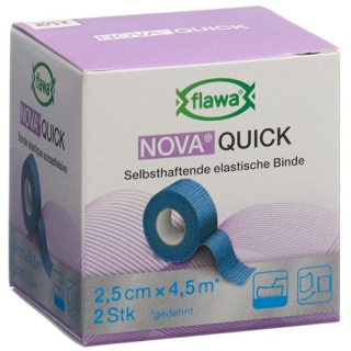 Flawa Nova Quick cohesive tear bandage 2.5cmx4.5m blue 2 pcs