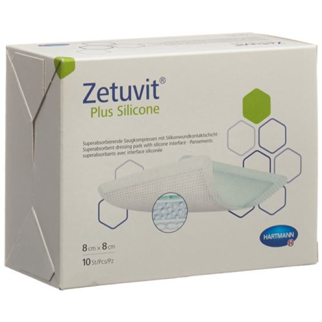 Zetuvit Plus Silicone 8x8cm 10 pcs | Absorbent Compresses