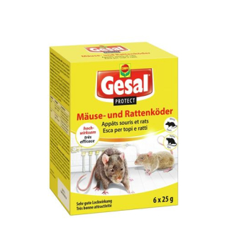 Gesal PROTECT ποντίκια και αρουραίοι δόλωμα 6 x 25 g