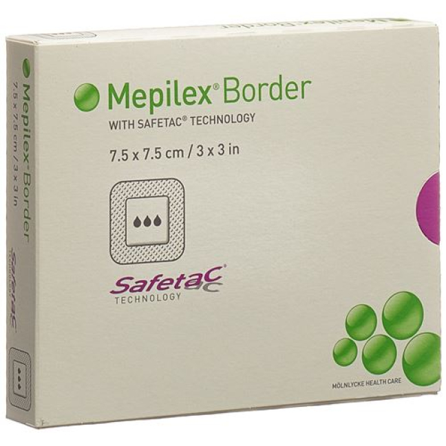 Mepilex Border vaahtosidos 7,5x7,5cm silikoni 5 kpl