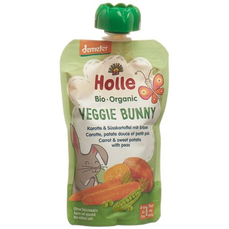 Holle Veggie Bunny - Pouchy mrkva slatki krumpir grašak 100g