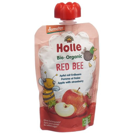Holle Red Bee - Μήλο φράουλα πουγκί 100γρ
