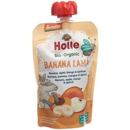 Holle Banan Lama - Pouchy banana apple Mango & Apricot 100g
