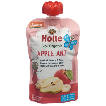 Holle Apple Ant - Bolsitas de manzana y plátano con pera 100g