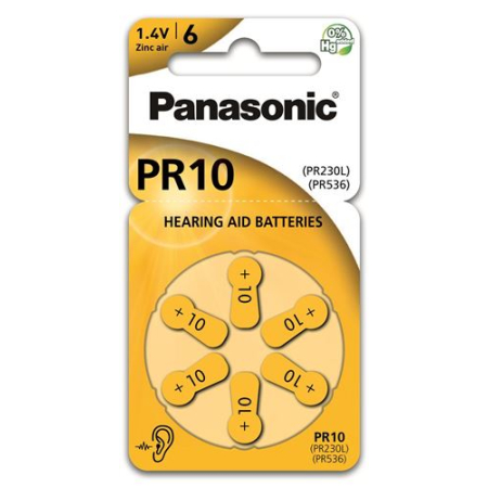 Panasonic სმენის აპარატის აკუმულატორები 10 6 ც