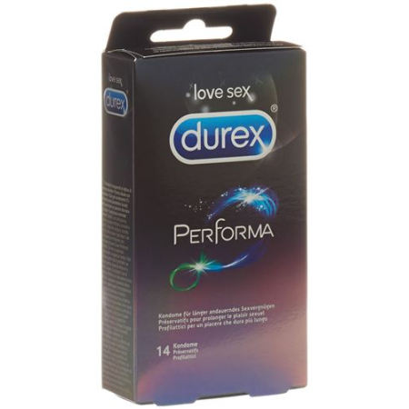 Uzoq jinsiy aloqa uchun Durex Performa prezervativlari 14 dona