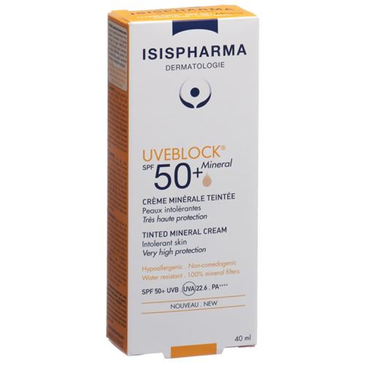 ISIS PHARMACEUTICALS UVEBLOCK מינרל TEINTE SPF50 + טבליות 40 מ"ל