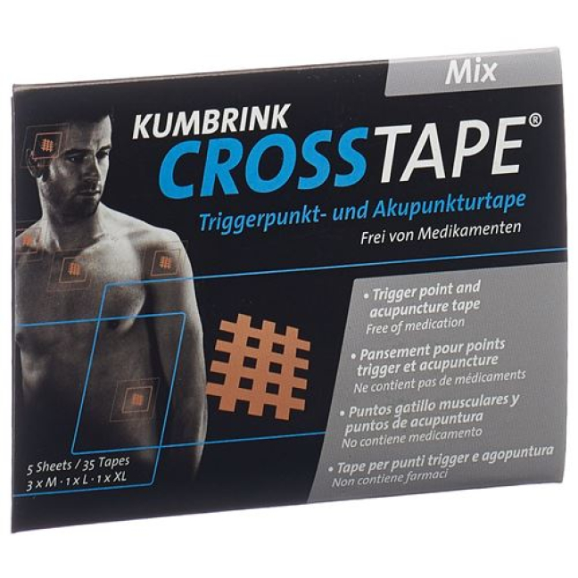 Cross Tape Mix dolor y acupuntura Tape 20x S/M 27x/6x L/XL 2x 55 uds