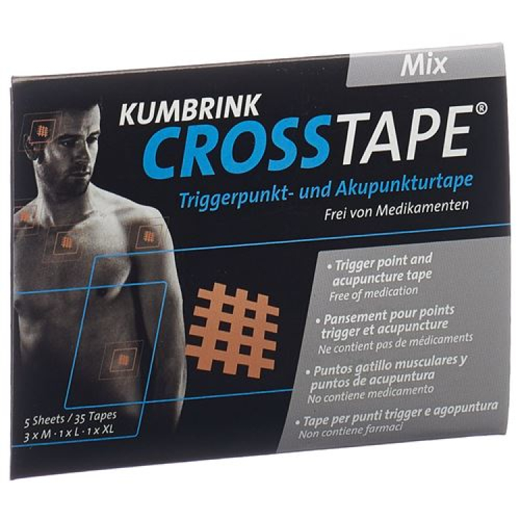 Cross Tape Mix smärta och akupunktur Tape 20x S / M 27x / 6x L / XL 2x 55 st