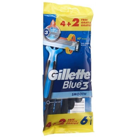 Gillette Blue 3 Glatki brijači za jednokratnu upotrebu 6 kom