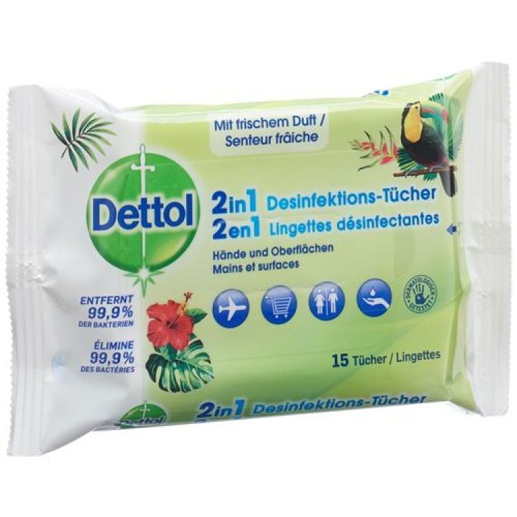 Dettol 2in1 Disinfectant wipe 15 pcs