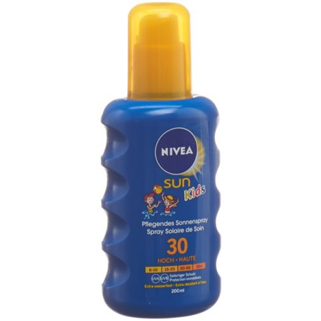 Nivea Sun Kids spray solar nutritivo SPF 30 à prova d'água colorido 200 ml