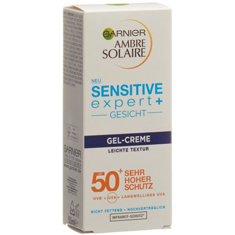 Ambre Solaire Sensitive Expert სახის გელი კრემი SPF 50 ტბ 50 მლ