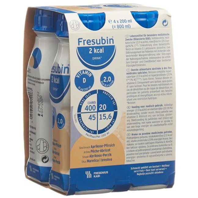 Fresubin 2 קק"ל לשתות משמש ואפרסק 4 Fl 200 מ"ל