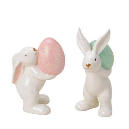 Herboristeria decorative figures rabbits 14cm with glittering ears