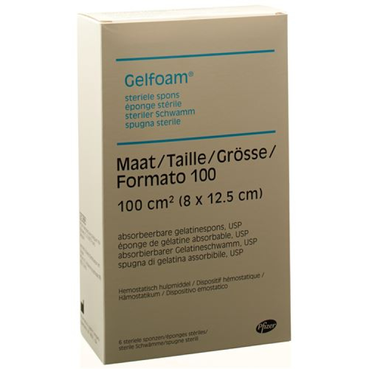 Gelfoam Gelatinsvamp 80x125x10mm 100cm2 6 stk.