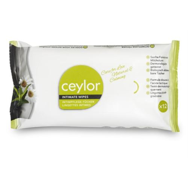 Khăn giấy Ceylor Intimate Care Wipes Natural & Calming 12 miếng
