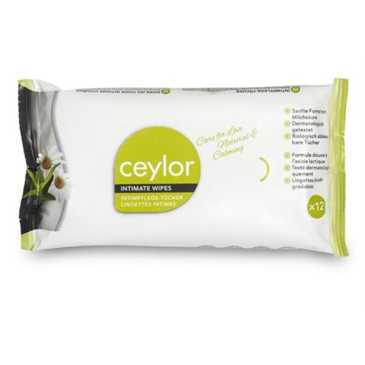 Ceylor Intimate Care Wipes ბუნებრივი და დამამშვიდებელი 12 ცალი