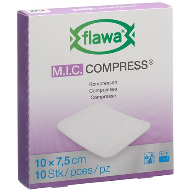 Flawa MIC კომპრესები 7.5x10 სმ არასტერილურად 10 ც
