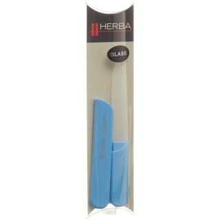 Herba glass nail file with protective cap 13cm light blue