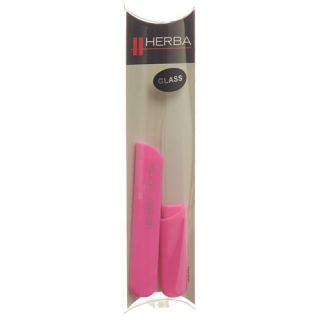 Herba sklenený pilník na nechty s uzáverom 13cm ružový