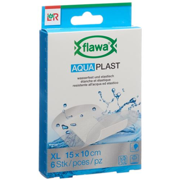 Flawa Aquaplast Pflasterstrips 10x15cm वाटरप्रूफ 6 पीस