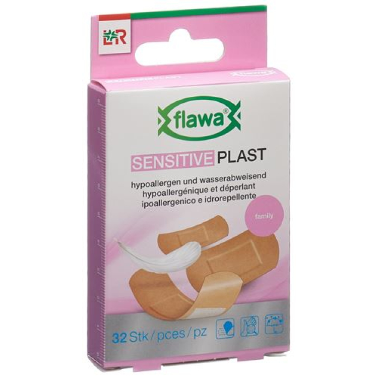 Flawa Sensitive Plast Pflasterrstrips 3 розміри 32 шт