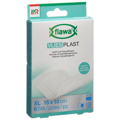 Flawa fleece plast plaster strips 10x15cm 6 pcs