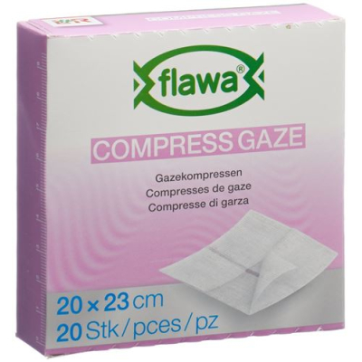 Flawa compresses de gaze coupe 20x23cm traitement réducteur de germes 20 pièces