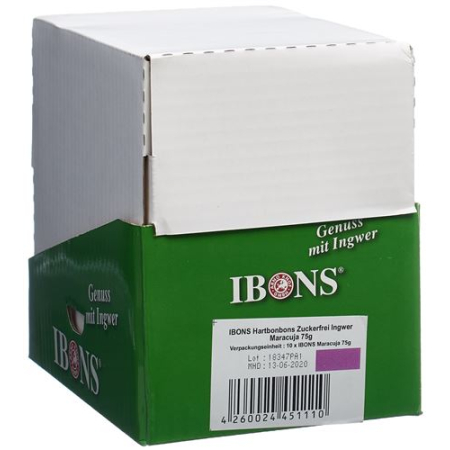 IBONS Ginger Candy Display Passion Fruit Without Sugar 10x75g