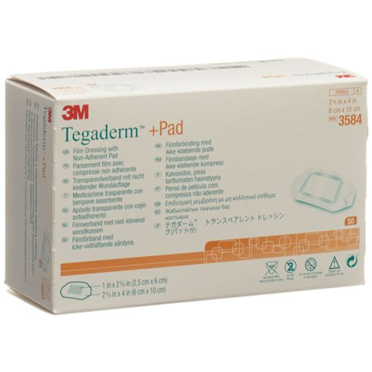 3M Tegaderm + Pad 6x10cm Opatrunek na ranę 2,5x6cm 50 sztuk