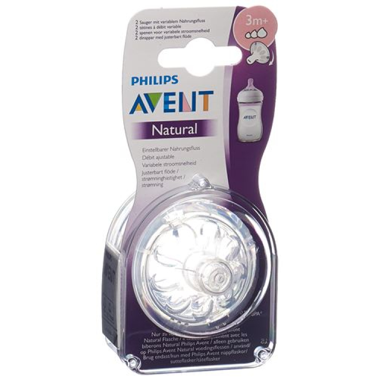 Avent Philips مصاصة طبيعية لمدة 3 أشهر + 2 قطعة