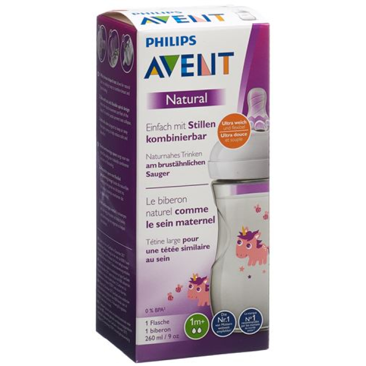 Avent Philips प्राकृतिक बोतल 260ml यूनिकॉर्न