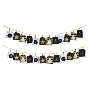 Herboristeria Advent fabric black-gold