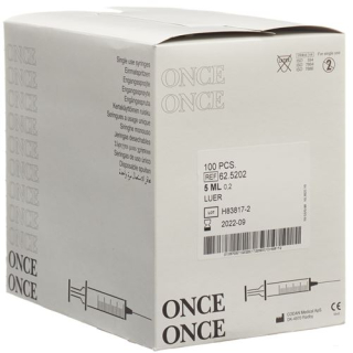 Once disposable syringe 5ml Luer 100 pcs