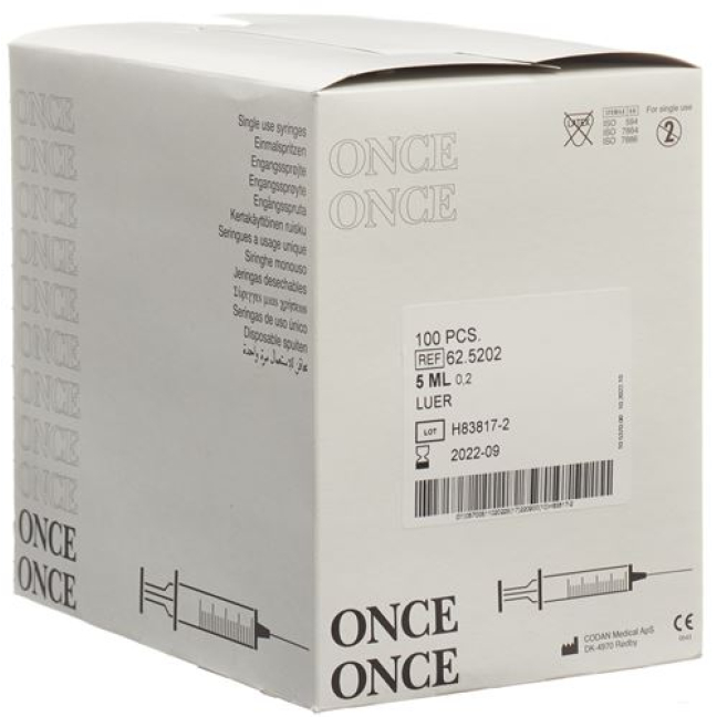Once disposable syringe 5ml Luer 100pcs