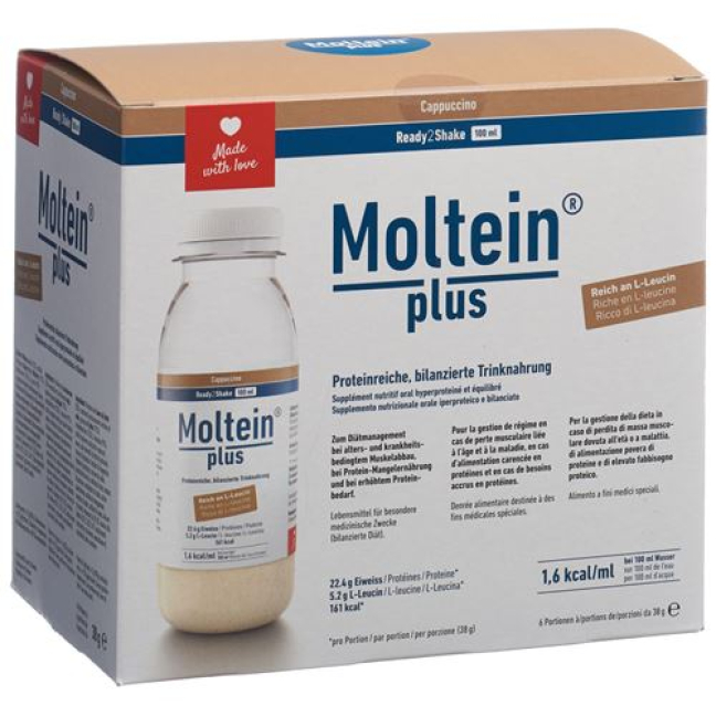 Moltein PLUS Ready2Shake Cappuccino 6 Bottles 38 g