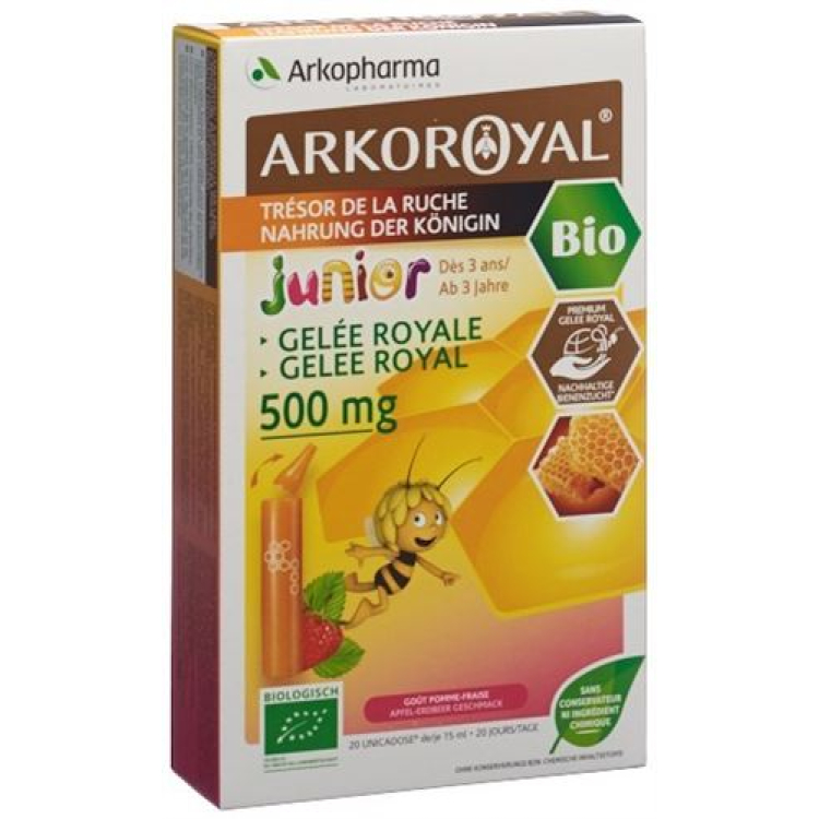 Sữa Ong Chúa Arkoroyal 500mg Junior Hữu Cơ 20 x 15ml