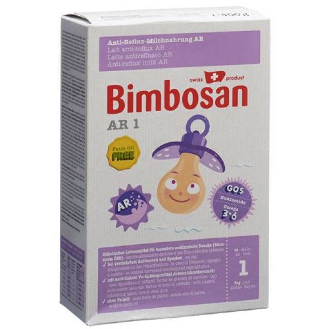 Bimbosan Anti-reflux 1 រូបមន្តទារកគ្មានប្រេងដូង 400 ក្រាម។