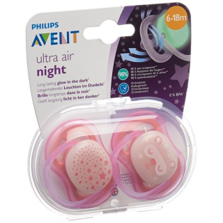 Avent Philips pacifier ultra air Night 6-18m Girl stars/cat
